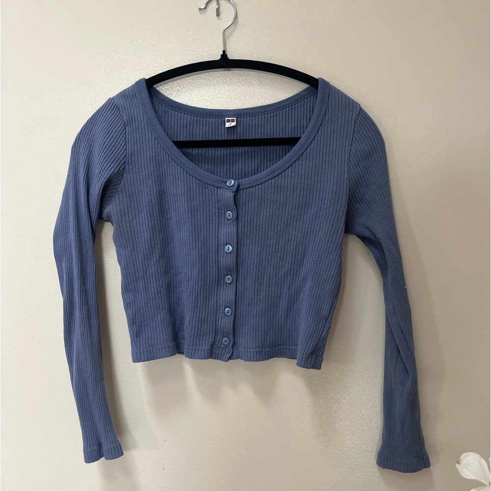 Ribbed Long-Sleeve Cropped Cardigan